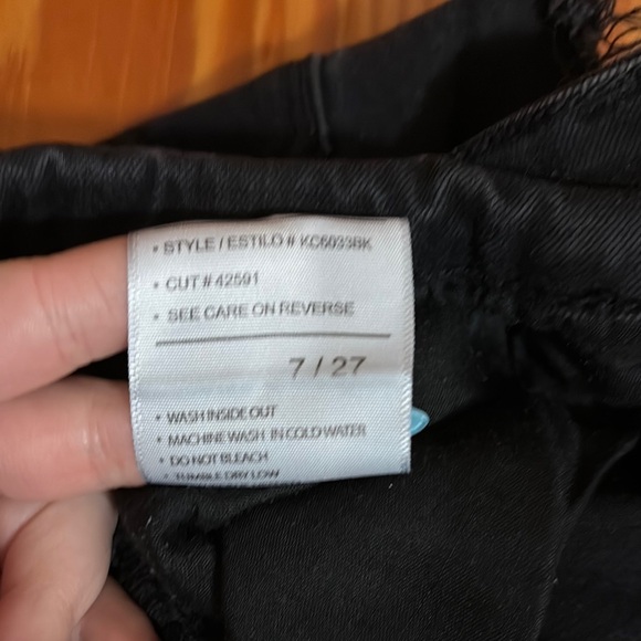 KanCan Black Jean Shorts Distressed Frayed Hem - Picture 2 of 4